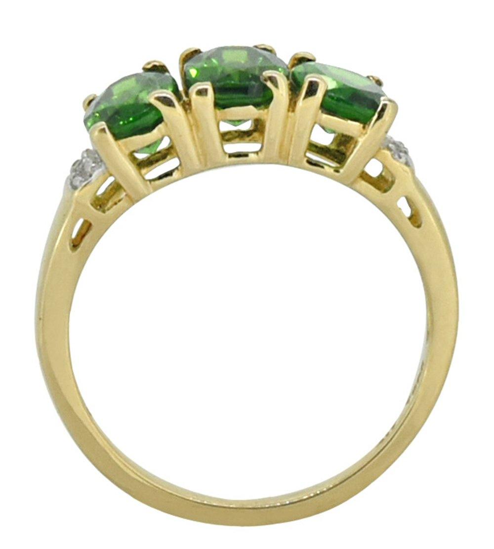 Solid 10K Yellow Gold Oval Green Chrome Diopside Designer Ring - YoTreasure