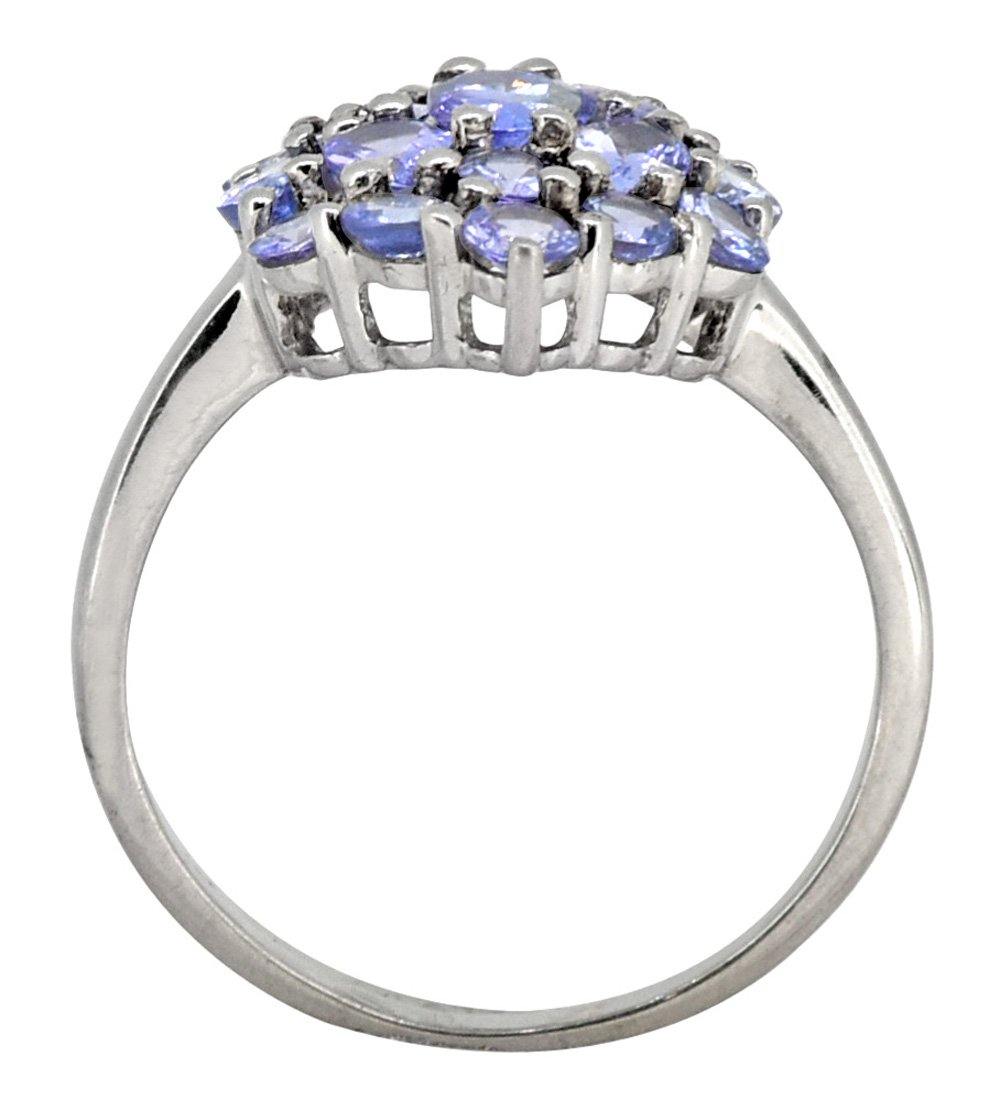 Blue Tanzanite 925 Sterling Silver Designer Cluster Ring - YoTreasure