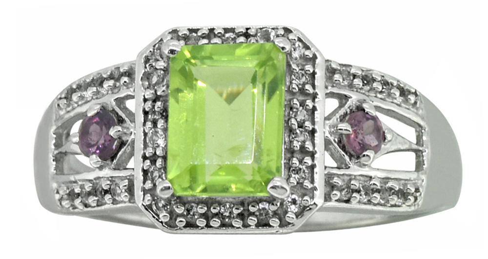 Green Peridot Multi Gemstone Solid 925 Sterling Silver Designer Ring Jewelry - YoTreasure