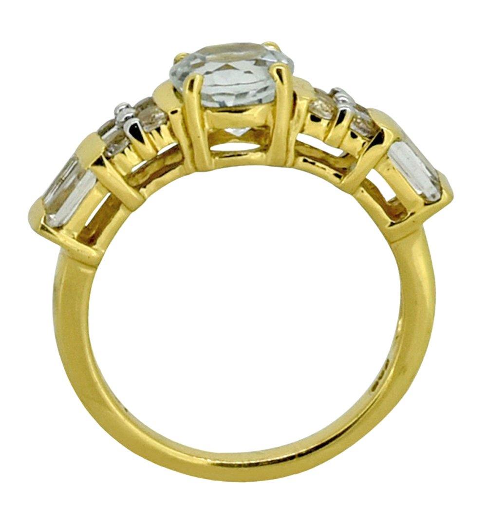 Round White Topaz 925 Sterling Silver 18k Gold Plated Ring Jewelry - YoTreasure