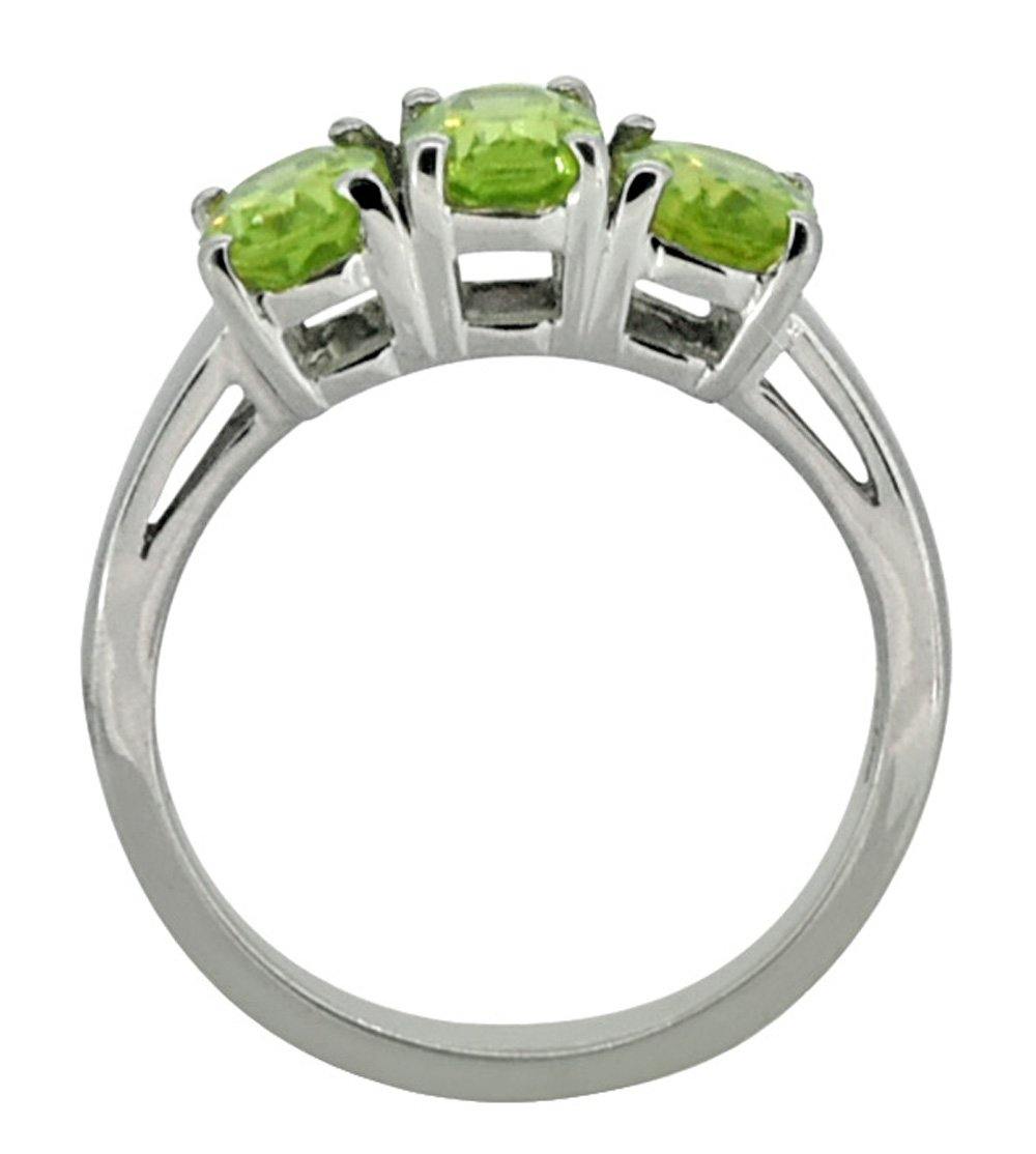 YoTreasure Green Peridot 925 Sterling Silver 3-Stone Ring - YoTreasure