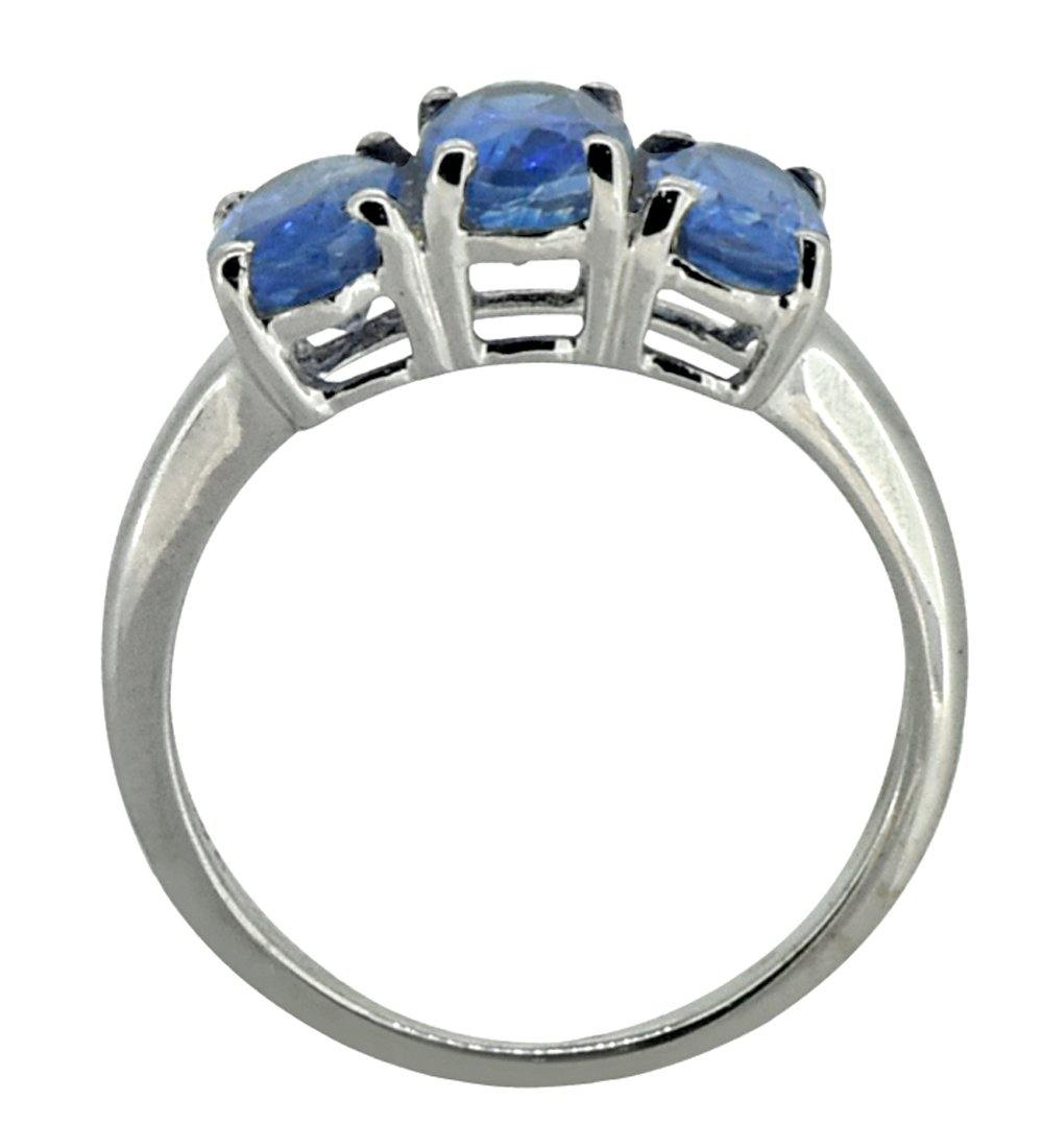 Blue Kyanite 925 Sterling Silver 3-Stone Ring - YoTreasure