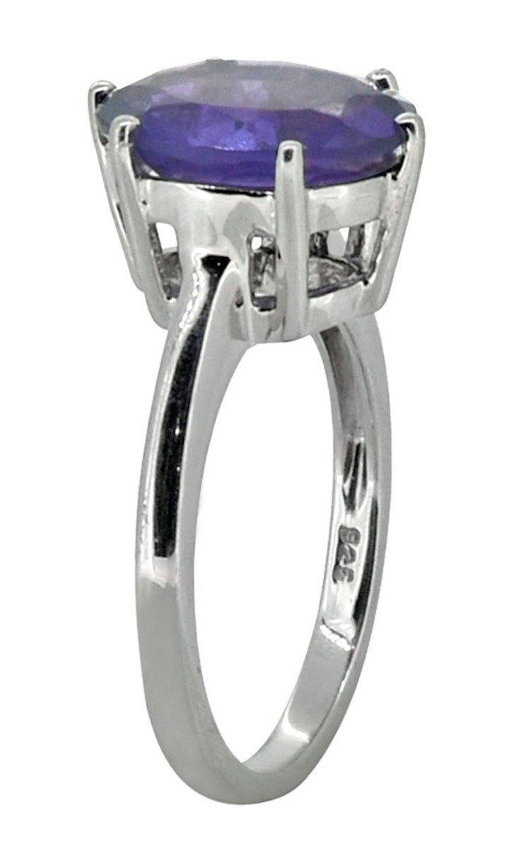 Natural Oval Purple Amethyst Solid 925 Sterling Silver Ring Jewelry - YoTreasure