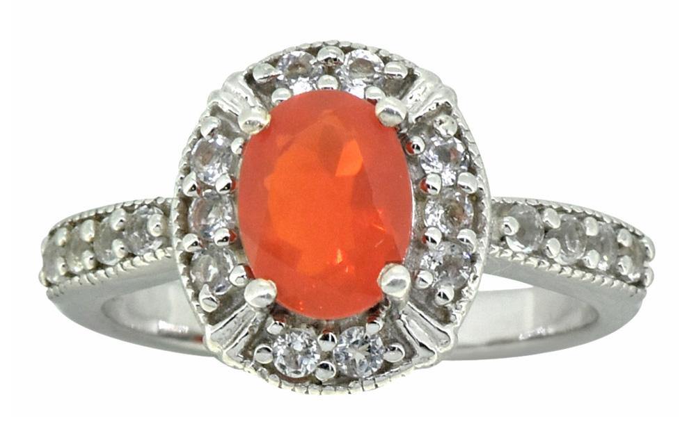 Red Opal White Topaz Solid 925 Sterling Silver Ring Jewelry - YoTreasure