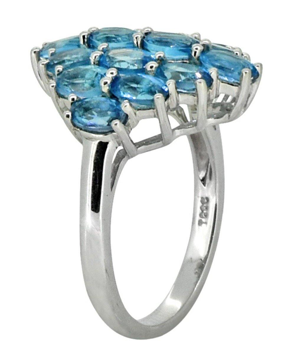 Swiss Blue Topaz Solid 925 Sterling Silver Cluster Ring Jewelry - YoTreasure