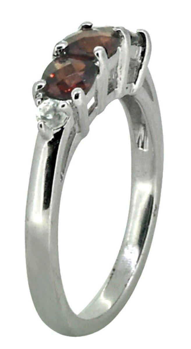 Natural Red Garnet White Topaz 925 Sterling Silver Gemstone Ring - YoTreasure