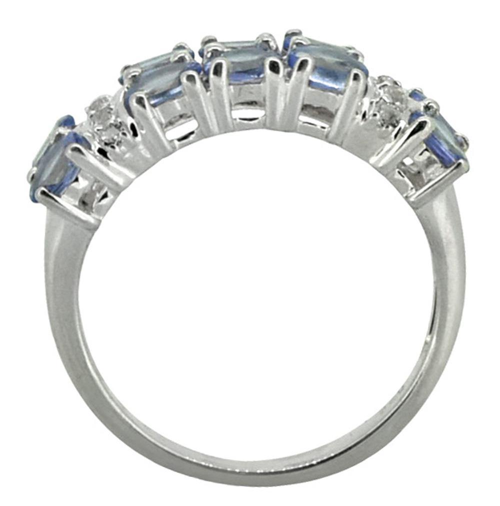 Tanzanite White Topaz Solid 925 Sterling Silver Eternity Band Ring Jewelry - YoTreasure