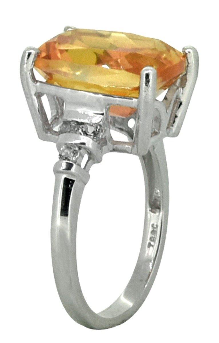 Coated Orange Quartz White Topaz Solid 925 Sterling Silver Ring Jewelry - YoTreasure