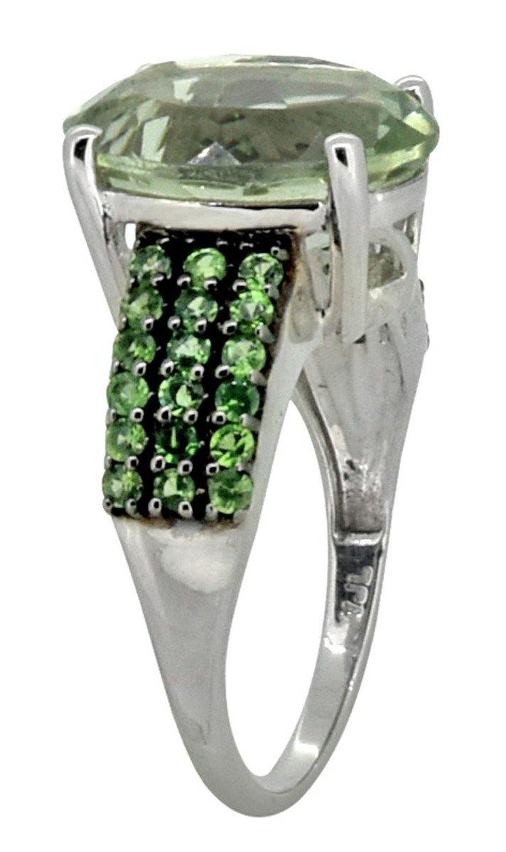 Natural Green Amethyst Tsavorite 925 Sterling Silver Designer Ring - YoTreasure