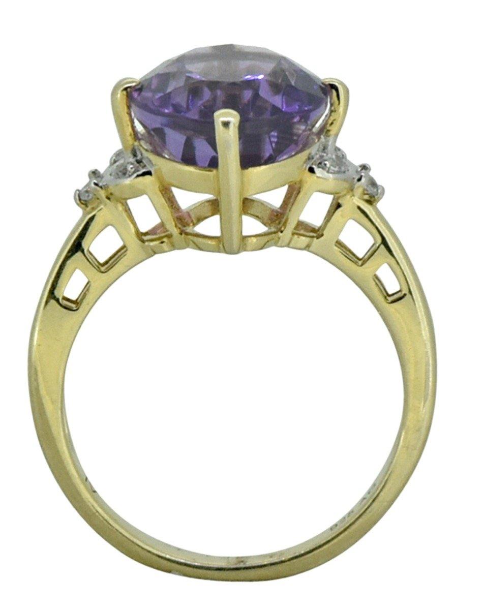 Purple Amethyst 925 Sterling Silver 18k Gold Plated Ring Jewelry - YoTreasure
