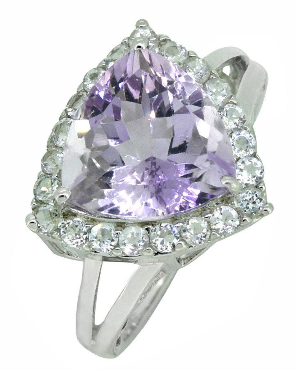Natural Pink Amethyst White Topaz Solid 925 Sterling Silver Ring Jewelry - YoTreasure