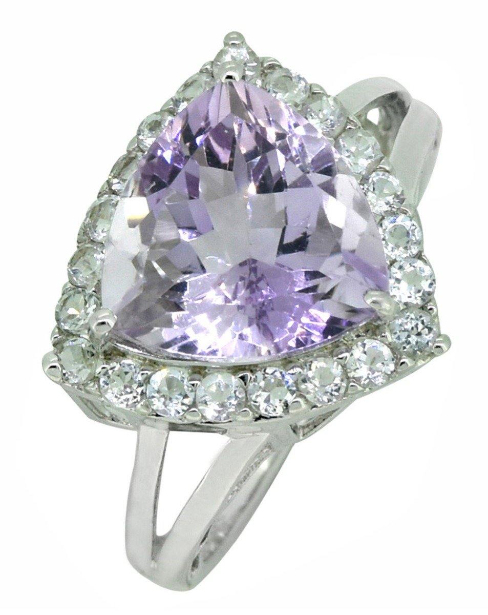 Natural Pink Amethyst White Topaz Solid 925 Sterling Silver Ring Jewelry - YoTreasure