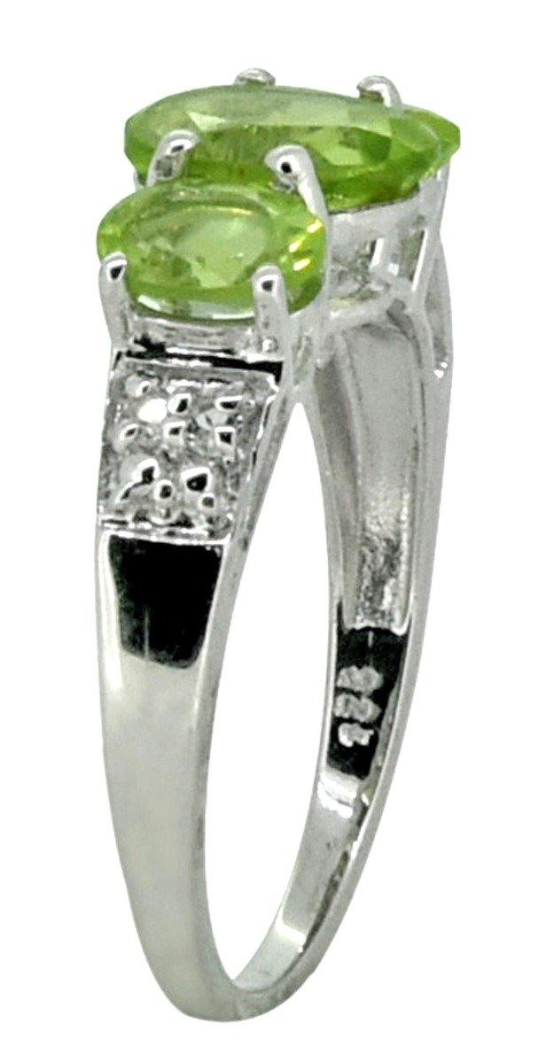 Green Peridot White Topaz Solid 925 Sterling Silver Ring Jewelry - YoTreasure