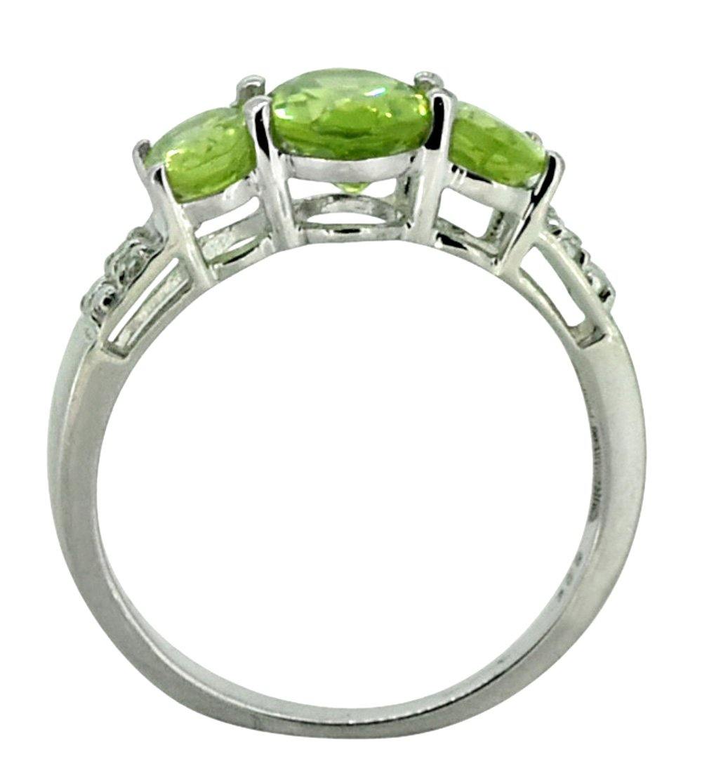 Green Peridot White Topaz Solid 925 Sterling Silver Ring Jewelry - YoTreasure